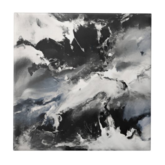 Zwart Wit Splashes Marmer Stones Keramische Tegel Tegeltje (Voorkant)