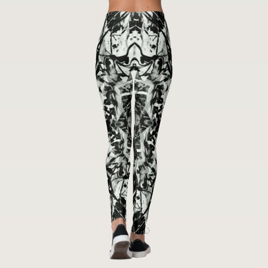 Zwart-wit Splatter Rorschach Leggings (Achterkant)