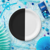 Zwart & Wit Split Half Verjaardags Chic Feestje Papieren Bordje (Feest)
