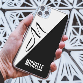 Zwart-wit splitklassieker Script Monogrammed Case-Mate iPhone Case