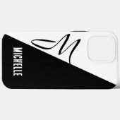 Zwart-wit splitklassieker Script Monogrammed Case-Mate iPhone Case (Achterkant (horizontaal))