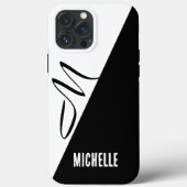 Zwart-wit splitklassieker Script Monogrammed Case-Mate iPhone Case (Achterkant)