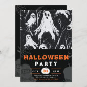 Zwart-wit spoken takken Halloween Kaart (Voorkant / Achterkant)