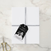 Zwart-Wit Spokenhuis Halloweenfeest Cadeaulabel (Met Touw)