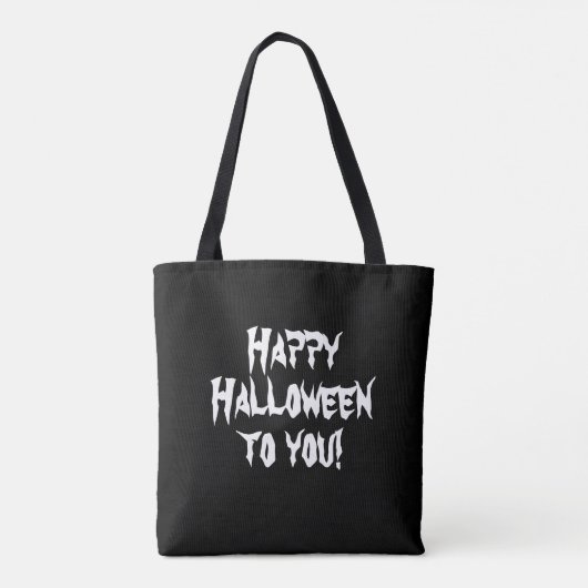 Zwart-wit Spoky Bats Moon Happy Halloween Tote Bag (Achterkant)