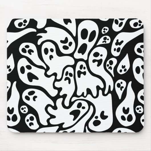 Zwart-Wit Spook Patroon Muismat (Voorkant)
