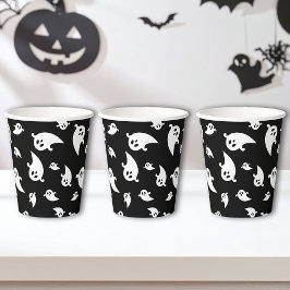 Zwart-wit spookachtig spookpatroon Halloween Papieren Bekers