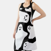 Zwart wit spookewit Halloween-spoken patroon Schort (Insitu)