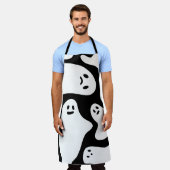 Zwart wit spookewit Halloween-spoken patroon Schort (Gedragen)