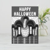 Zwart-wit spookhuis Halloween Party Kaart (Staand voorkant)