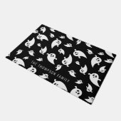 Zwart-wit spookpatroon met naam Halloween Deurmat (Schuin)