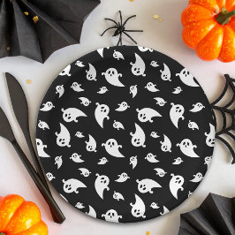 Zwart-wit spookpatroon Schattige Halloween Papieren Bordje