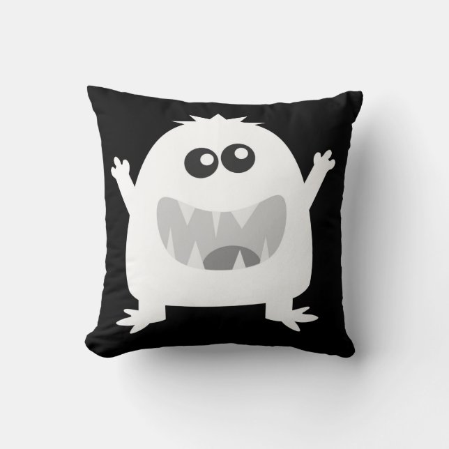 Zwart-wit Spooktacular Happy Monster Pillow Kussen (Voorkant)