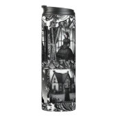Zwart-wit Spooky Gothic Meisjes Thermosbeker (Geroteerd rechts)