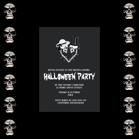 zwart-wit spooky halloween kaart