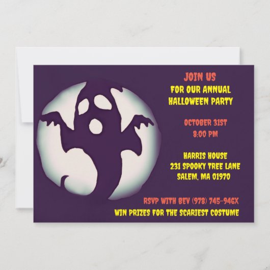 Zwart-wit Spooky Halloween Spookachtige Partij Kaart (Voorkant)
