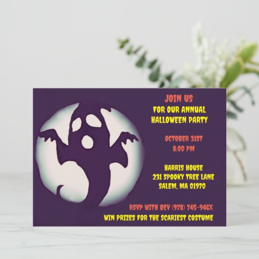 Zwart-wit Spooky Halloween Spookachtige Partij Kaart (Staand voorkant)