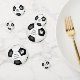 Zwart wit sport verjaardagsfeestje voetbal confetti