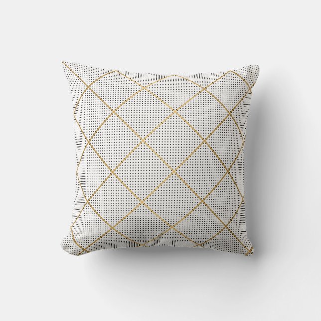 ZWART WIT SPOT GOUD GRID DESIGN KUSSEN (Voorkant)