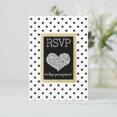 Zwart Wit SPOT Gouden Hart RSVP eenvoudig elegant (Staand voorkant)