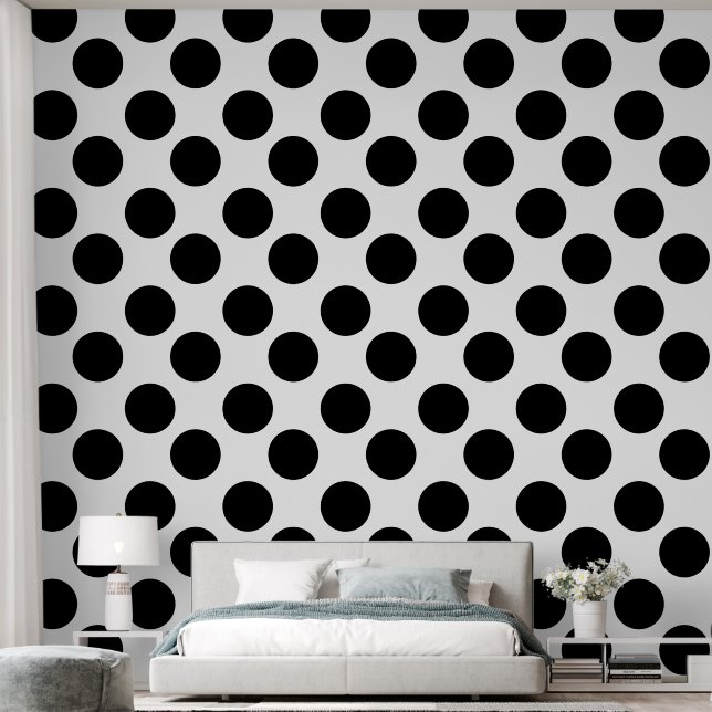 Zwart-wit Spotty Dotty Patroon Behang (Slaapkamer)