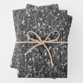 Zwart-wit sprankelt faux glitter inpakpapier vel (In situ)