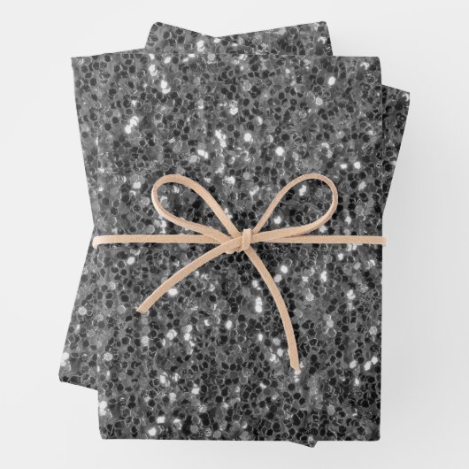 Zwart-wit sprankelt faux glitter inpakpapier vel (In situ)