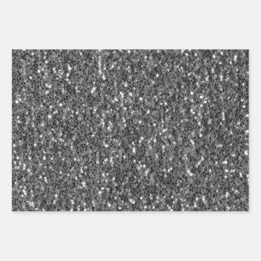 Zwart-wit sprankelt faux glitter inpakpapier vel (Voorkant)