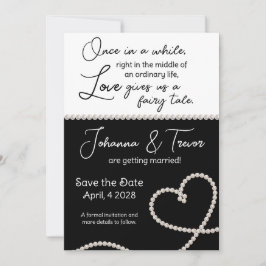 Zwart-wit sprookje Trouwen Save the Date Kaart