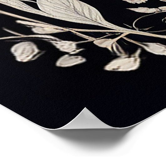 Zwart-wit sprookjesachtige kasteelillustratie poster (Hoek)