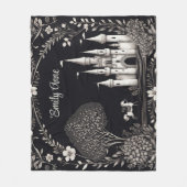 Zwart-wit sprookjeskasteel met paard fleece deken (Voorkant)