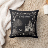 Zwart-wit sprookjeskasteel met paard kussen (Deken)