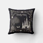 Zwart-wit sprookjeskasteel met paard kussen (Achterkant)