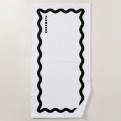 Zwart-wit Squiggle met tekst Strandlaken (Voorkant)