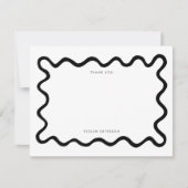 Zwart-wit Squiggly Wavy Line Dank u Notitiekaartje (Voorkant)