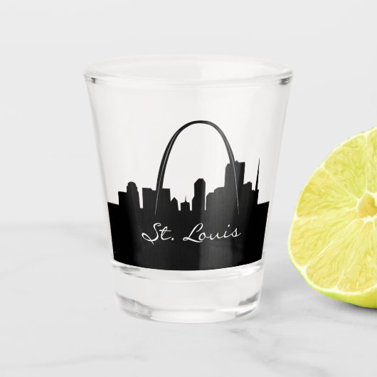 Zwart-wit St. Louis Silhouet Shot Glas (Voorkant)