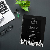 Zwart wit stad skyline modern business logo 2025 planner