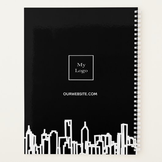 Zwart wit stad skyline modern business logo 2025 planner (Achterkant)