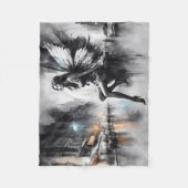 Zwart wit stadsleven surrealistische sprookjesstad fleece deken (Voorkant)