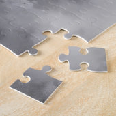 Zwart wit stadsleven surrealistische sprookjesstad legpuzzel (Zijkant)