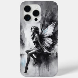 Zwart wit stadsleven surreëel sprookje stad iPhone 15 pro max hoesje