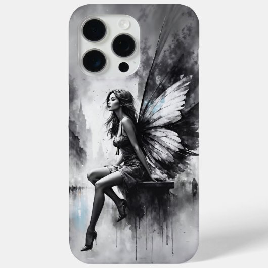 Zwart wit stadsleven surreëel sprookje stad Case-Mate iPhone case (Achterkant)