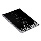Zwart wit stadssilhouet modern zakelijk logo notitieboek (Rechterzijde)