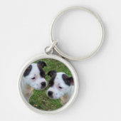 Zwart Wit Staffy Puppies, sleutelhanger (Voorkant)