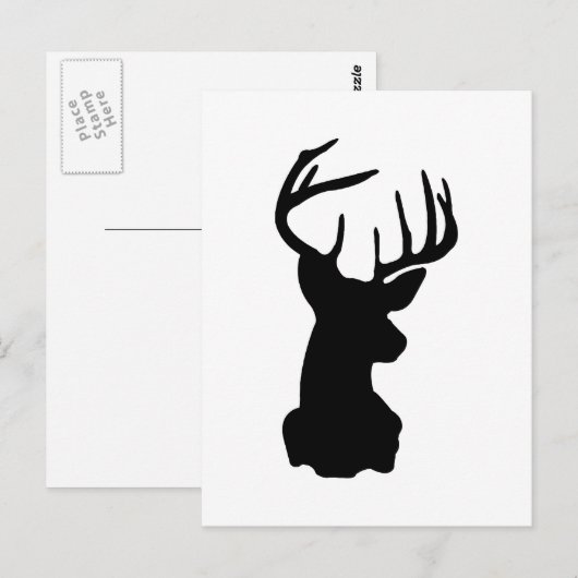 Zwart-wit Stag Head Briefkaart (Voorkant / Achterkant)
