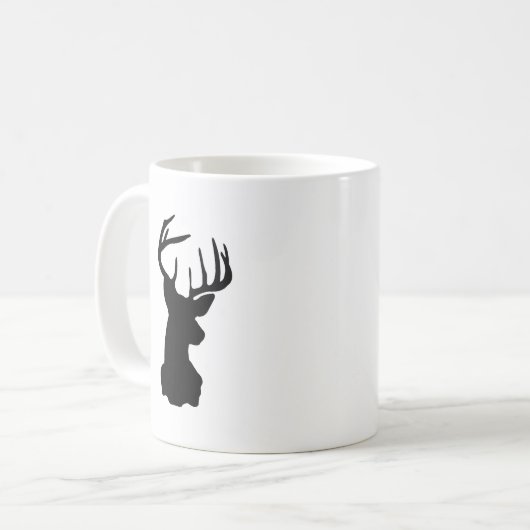 Zwart-wit Stag Head Koffiemok (Voorkant links)