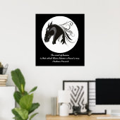 Zwart-wit stamhoofd paard aangepaste poster (Thuiskantoor)