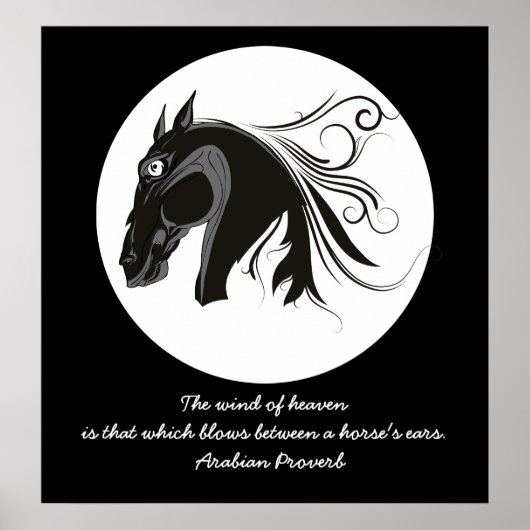 Zwart-wit stamhoofd paard aangepaste poster (Voorkant)