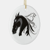 Zwart-wit stamhoofd paard hoofd aangepaste ornamen keramisch ornament (Rechts)