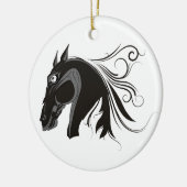 Zwart-wit stamhoofd paard hoofd aangepaste ornamen keramisch ornament (Links)